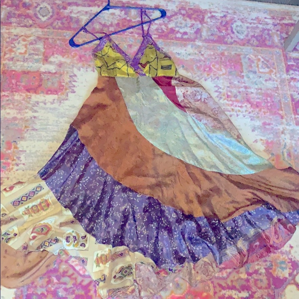 Multi pattern tank top dress